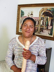 Amateur latina granny Olivia pust huge dildo into own vagina