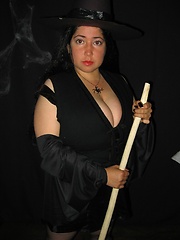 Black magic woman with magical huge boobs