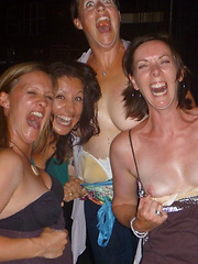 Funny and horny young girls flashing in the night