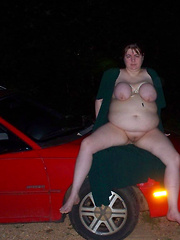 Bold mature housewives flashing on the cars
